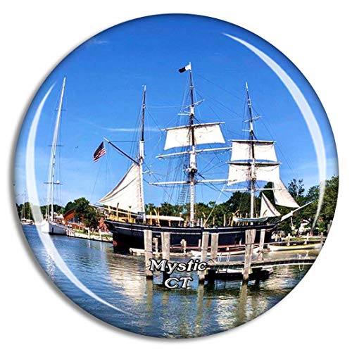 Weekino Mystic Seaport Museum Connecticut USA Magnet Travel Souvenir 3D Crystal Glass Collection Gift Refrigerator Sticker