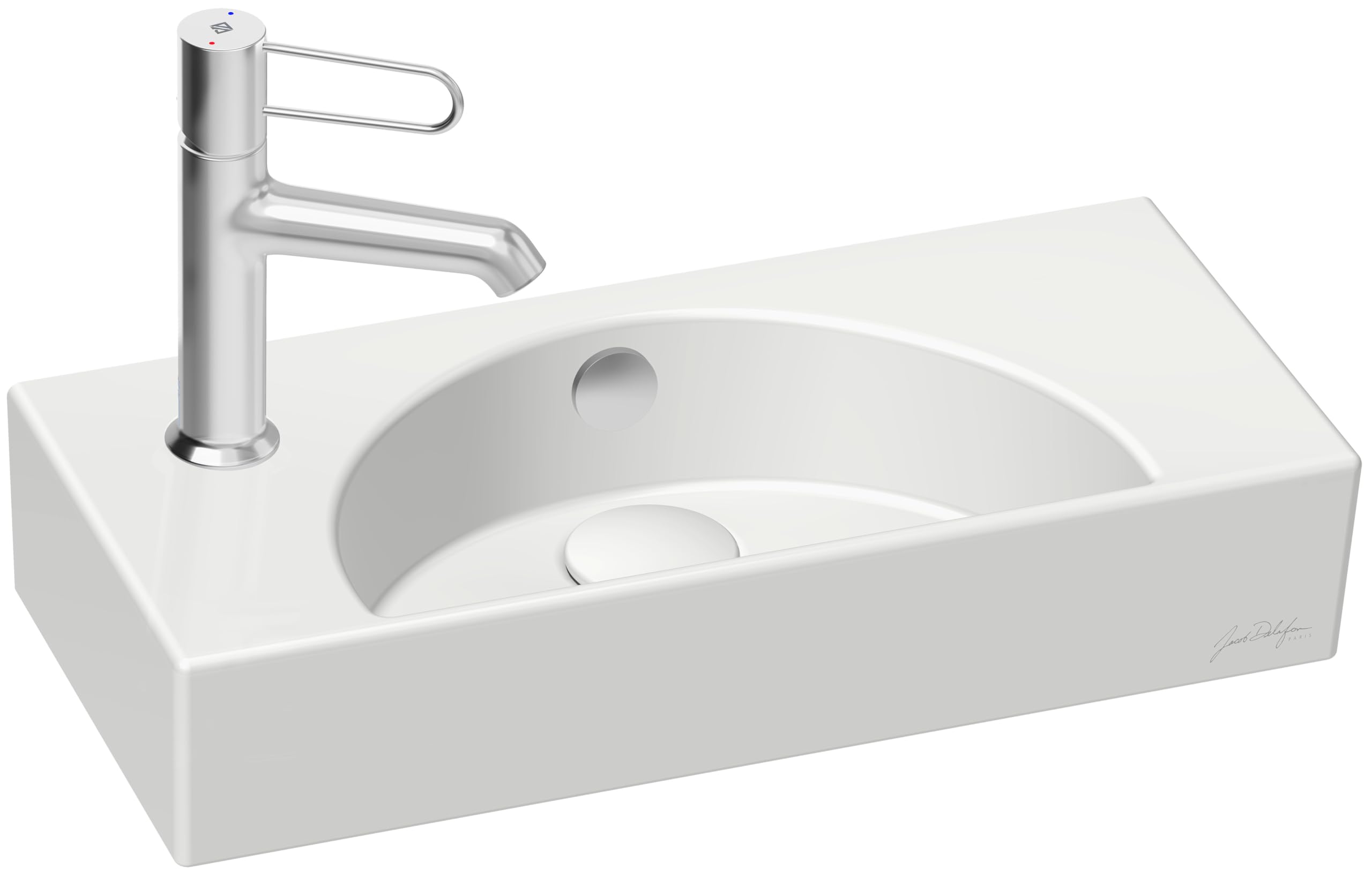 Lavabo in ceramica 50 cm JACOB DELAFON Foro per rubinetteria a sinistra Facile pulizia e manutenzione ODÉON RIVE GAUCHE EGO112-55-00