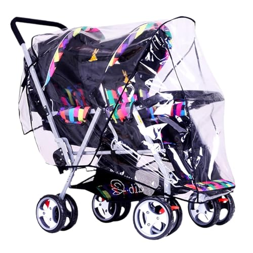 Twin Stroller Rain Cover Front and Rear Pushchair Water-Resistant Universal Weather Protection PVC Buggy Shield with Air Holes Clear