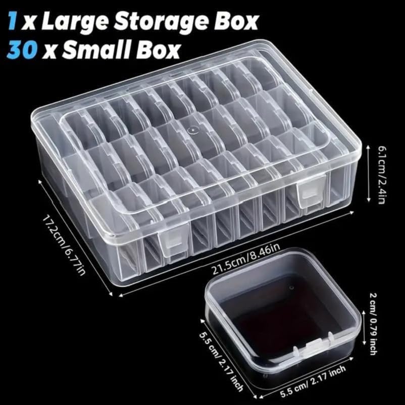 Image of Sixfire30pcs Mini Clear Bead Organizer Box, Small Jewelry Organizer Suitable for Jewelry, Craft Supplies, Screws, Seeds Bead Organizers and Storage