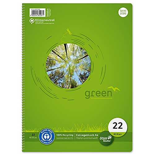 Cahier petit carreaux URSUS Green 80 feuilles 70g au quadrillage 5 mm net