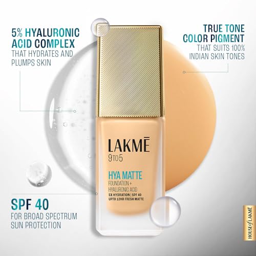 Image of Lakme 9to5 Hya Matte Foundation + Hyaluronic Acid Warm Light - 25ml