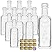 Produktbild gouveo 12er Set Glasflasche 250 ml Maraska Glocken mit Schraubverschluss goldfarben - Kleine Flasche 0,25 l für Likör, Schnaps, Essig und Öl - Weihnachtsgeschenk & Weihnachtsdekoration