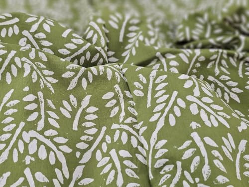 Moss Green Sarong With Bandana Mini Scarf Handblock Printed Floral Design Pure cotton Pareo for women Cover ups Gift For Her Handmade Indian4