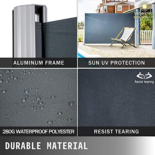 Vevor RETRACTABLE SIDE AWNING 118.5 Retractable Side Awning, Uv 50 118 Inch X 71 Inch Retractable Patio Screen Waterproof, 280 G Thicken Folding Room Divider Wind Screen For Privacy thumb #5