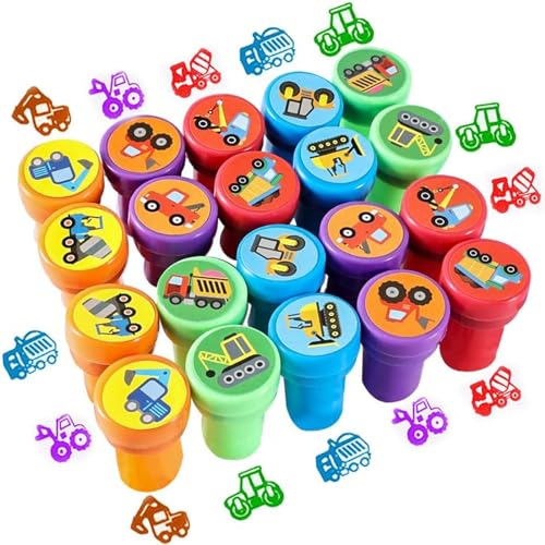 MHDUYEG 20 Pièces Tampon Enfant Tampons De Véhicule De Construction pour Enfants Tampons À Imprimer pour Enfants Tampons De Véhicules pour Enfants Cadeaux d'anniversaire pour Enfants