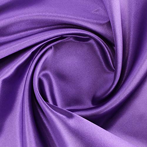TELA DE RASO POR METROS EN COLOR LISO SATINADO DE POLIESTER, ANCHO 150cm (MORADO, 1 METRO)
