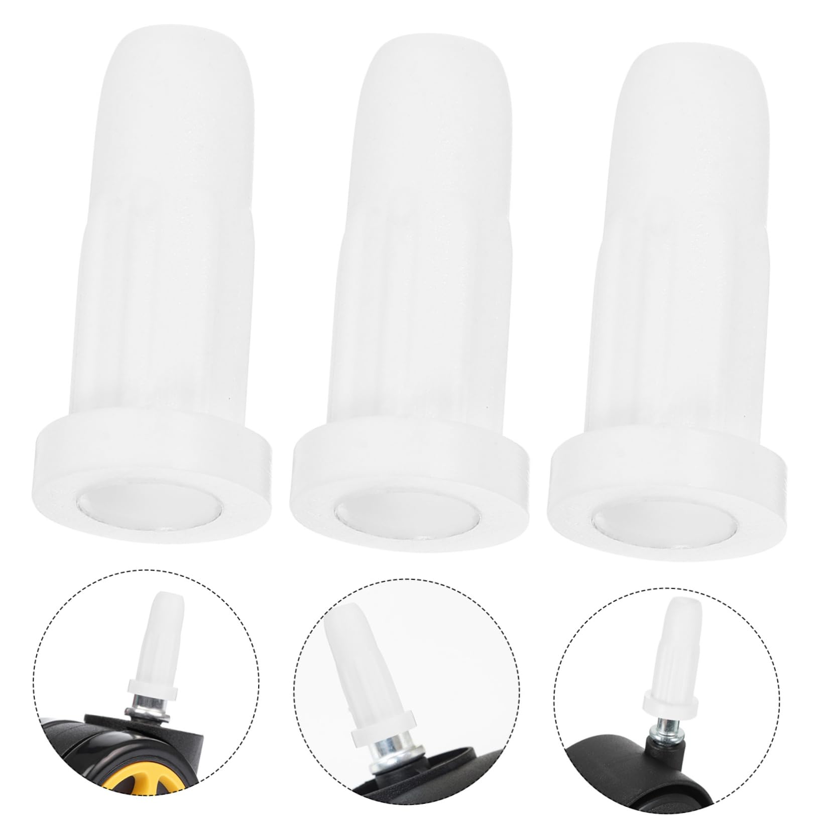 20pièces Housses pour roulettes De Berceau Blanches Protections De Anti-Bruit avec Manchons Plastique Accessoires Durables pour Pierres à roulettes De Meubles Et Supports De Rangem