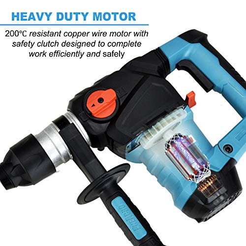 ENEACRO 11/4 Inch SDSPlus 12.5 Amp Heavy Duty Rotary Hammer Drill
