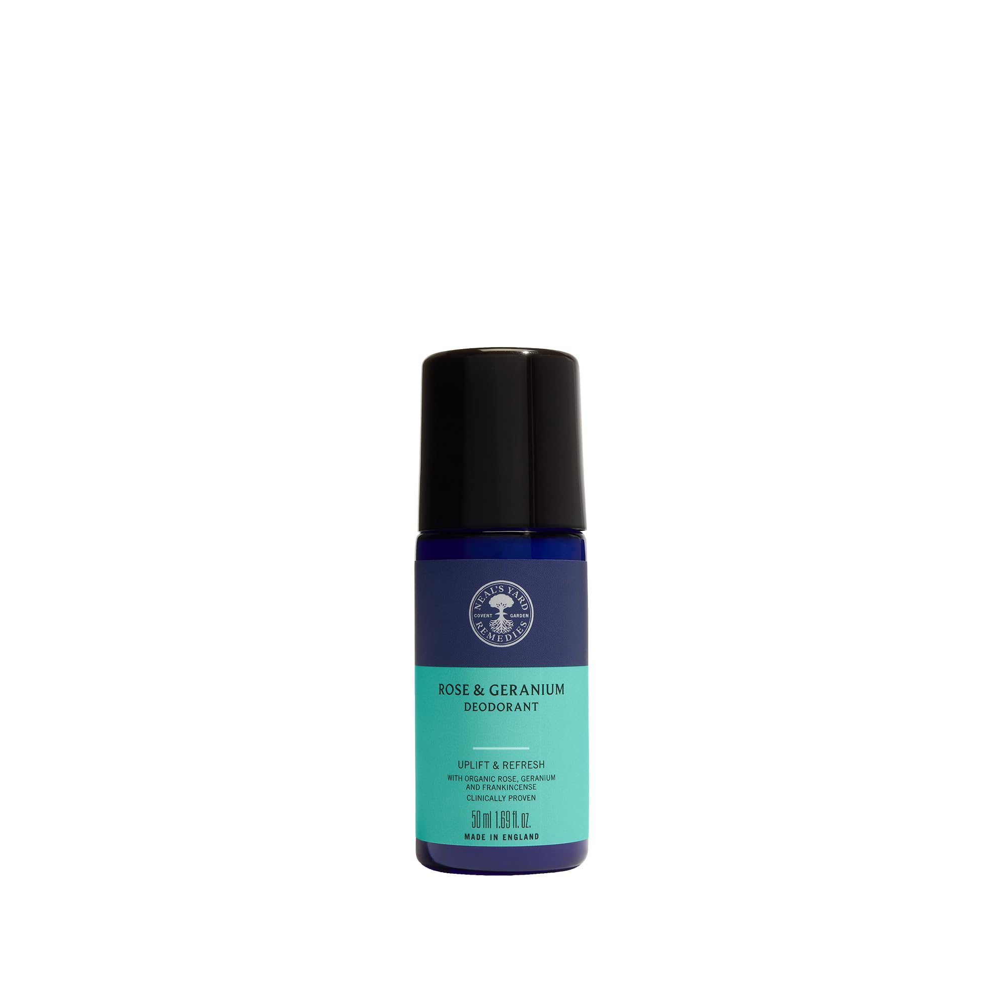 Neal's Yard Remedies Rose & Geranium Roll-On Deodorant, 24hr Long-Lasting Wear, With Essential Oils, Cruelty-Free, 50ml