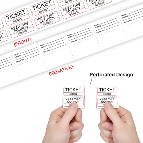 Batrical 2000 White 2" X 1" Double Deck Raffle Tickets For Events, Entry, Class Reward, Fundraiser & Prizes #TOP3