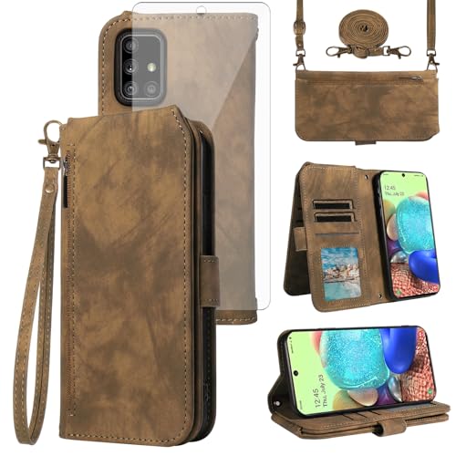 Accessoire Samsung Galaxy A71 5G étui portefeuille rabat verre trempé