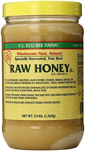 YS Eco Bee Farms RAW HONEY - Raw, Unfiltered, Unpasteurized - Kosher 3lbs - PACK OF 4
