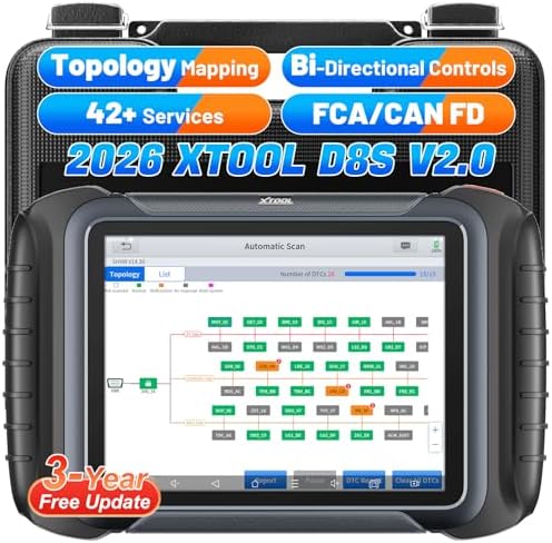 XTOOL D8S Bidirectional Scan Tool, AI-Assisted OBD2 Scanner with Topology Map, 42+ Reset Services, ECU Coding, FCA AutoAuth, Cam/Crankshaft Relearn, BMS, DPF, Full System Diagnostic Scanner for Cars