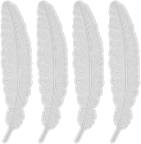 4 moldes de resina con forma de pluma, molde de fundición epoxi de silicona para decoración de pasteles, bricolaje, marcapáginas, adorno de