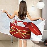 XTSEDL Toalla De Playa De Microfibra Caja de regalo roja de muñeco de nieve navideño Toallas De Piscina De Secado Rápido 150x200cm Toalla De Baño De Viaje De Gran Tamaño Toalla Ligera para Acampar Ade