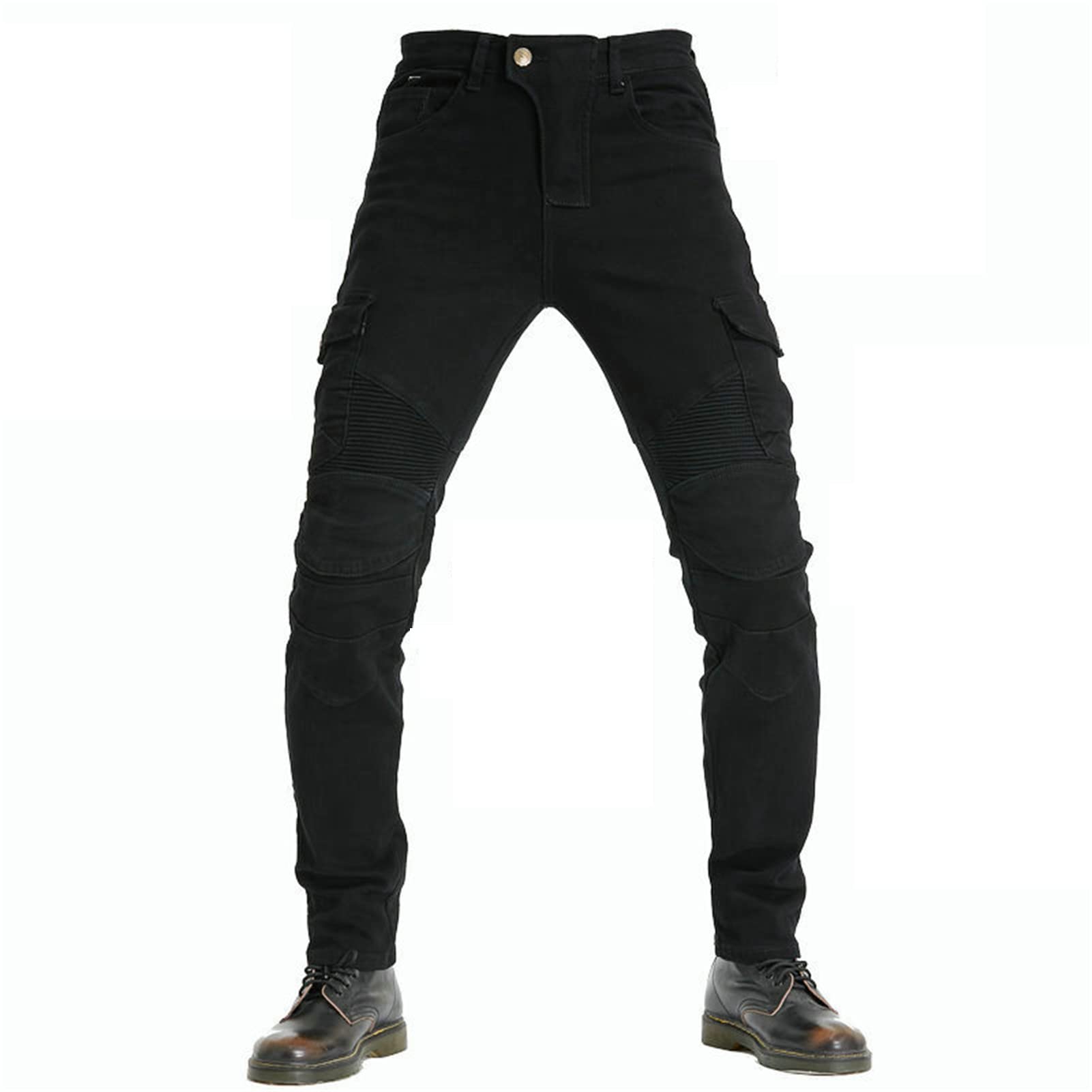 Pantaloni Moto Uomo, Traspirante Elastico Jeans, Kevlar Traspirante - Impermeabile E Antivento Pantaloni Protettivi Pantaloni Moto Uomo, 4 X Pad di Protezione