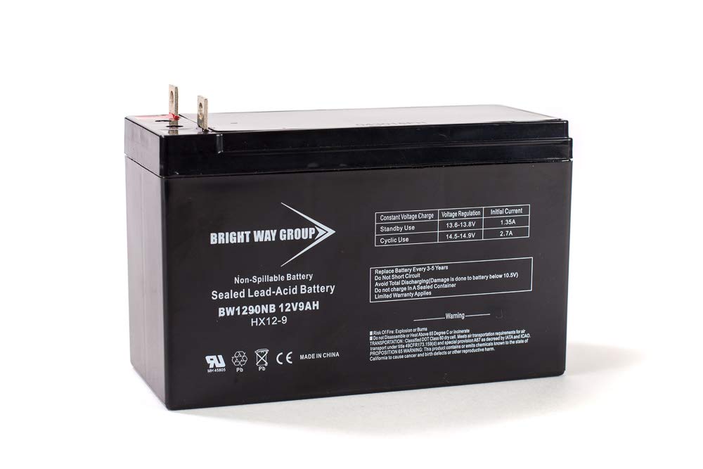 Bright Way Group 12V 9Ah Rechargeable SLA Battery Nut & Bolt Terminal | BW1290 NB Terminal | Generator Jump Starter Lawn & Garden
