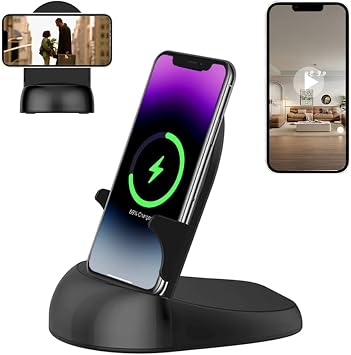 Security Camera WiFi Wireless Phone Charger, Security Cam Motion Activated,HD1080PRotate Lens with 250Viewing Angle, camaras espias ocultas for Home Office Security2.4/5G