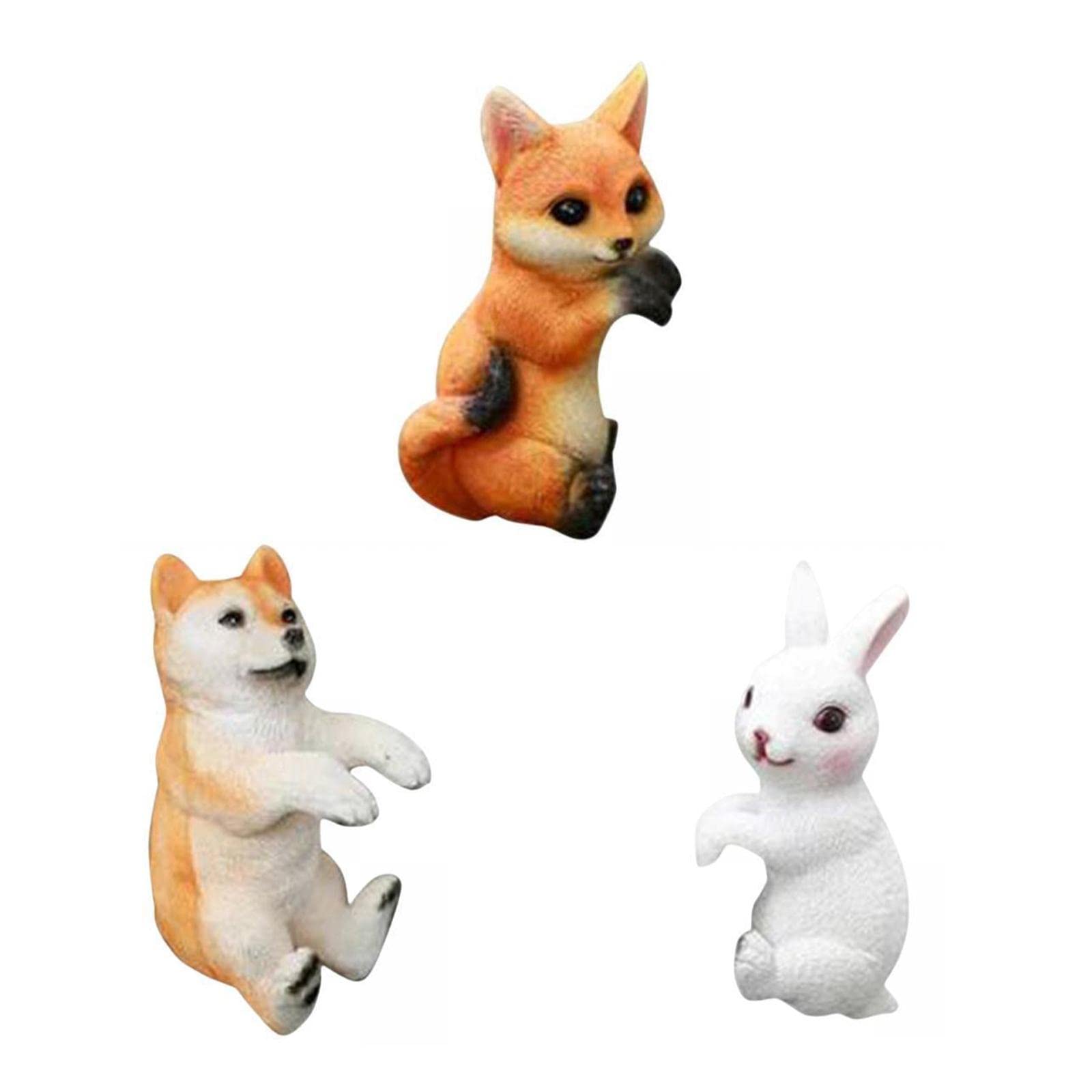 3 estatuas de animales pequeños, modelo de resina, decoración de escritorio