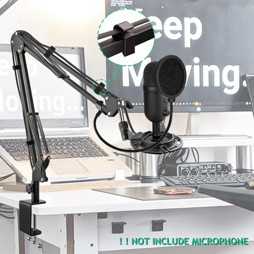 Image of Mic Boom Arm for Razer Seiren V2 X, Adjustable Microphone Arm Stand with Shock Mount, Pop Filter, Heavy Duty Table Mount Clamp and 3 /8 Female to 5 /8 Male Screw Adapter