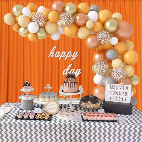 Image of 10 x 7 Feet Orange A Backdrop Curtain for Partie, Background Curtains for Photoshoot, Birthday, Wedding, Halloween, Thanksgiving, Christmas, New Year Party Decorations 5Ft x 7Ft, 2 Panels