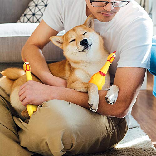 Nobleza - Hundespielzeug Rubber Screaming Chicken Yellow Quietschende Dekompression Kleines Spielzeug zum Reinigen der Zähne