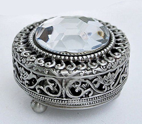 Aterina Mini Vintage Round Jewelry Decorative Trinket Box Ring Box Small Metal Case 2.2 Inch (Tin (Matt Gray)) #TOP1