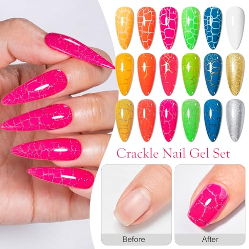 Set de Esmaltes Gel para Uñas MEET ACROSS 3D Crackle 8 piezas miniatura 3