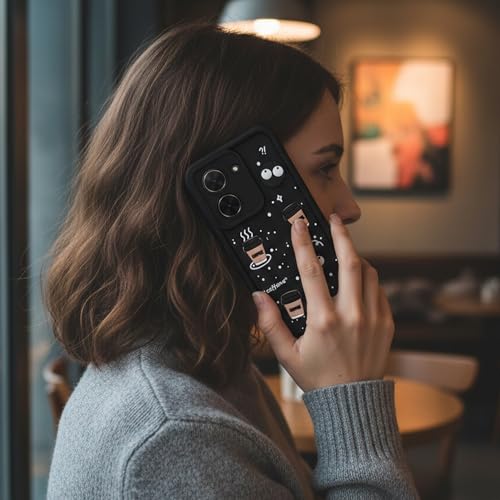 Image of DARKFIT Back Case Cover Compatible for Poco C71 5G / Redmi A5 4G | Cute Fun Cartoon 3D Ball | Coffee Silicone Case | Camera & Body Protection | Shock Proof | for Poco C71 5G / Redmi A5 4G| Color Black