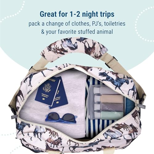 Image of Wildkin Kids Overnighter Duffel Bag - Carry-On Travel Bag for School & Sleepovers, Lightweight, Durable, Boys & Girls Ages 4-15 - Horse Dreams