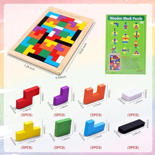 Image of Wooden Alphabet Numbers & Shapes Puzzle Board for Kids | Montessori Educational Learning Toy for Toddlers & Preschool Children | ABC, Counting & Shape Sorter Wooden Puzzle