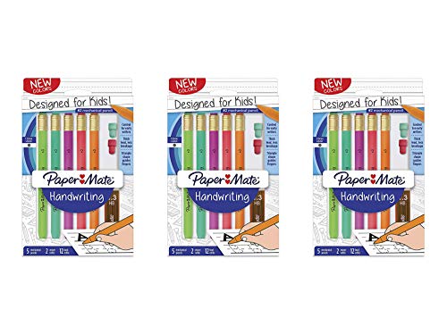 Paper Mate Handwriting Triangular Mechanical Pencil Set with Lead & Eraser Refills, 1.3mm, Fun Barrel Colors, 8 Count (2017483), Pack 3