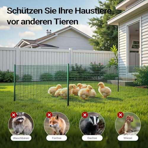 Wiltec Maschendrahtzaun Grün 1x10 m 100 cm Höhe 0,9 mm Stärke 12x12 mm Maschengröße, Volierendraht 4-Eck aus Stahl verzinkt, Drahtgitter, Vogeldraht