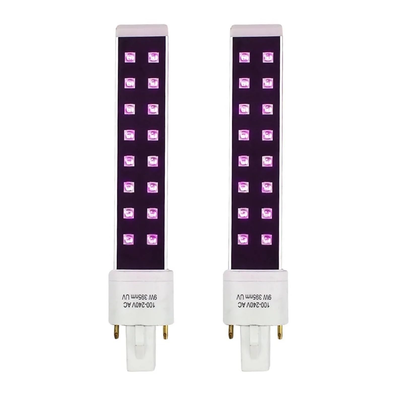 Światło UV LED, żarówka polimeryzacyjna UV 9W, rura lampy UV LED, suszarka do paznokci, maszyna do utwardzania światła, źródło 365 + 405 nm do paznokci żelowych UV i utwardzania w U (2 szt., 16LED)