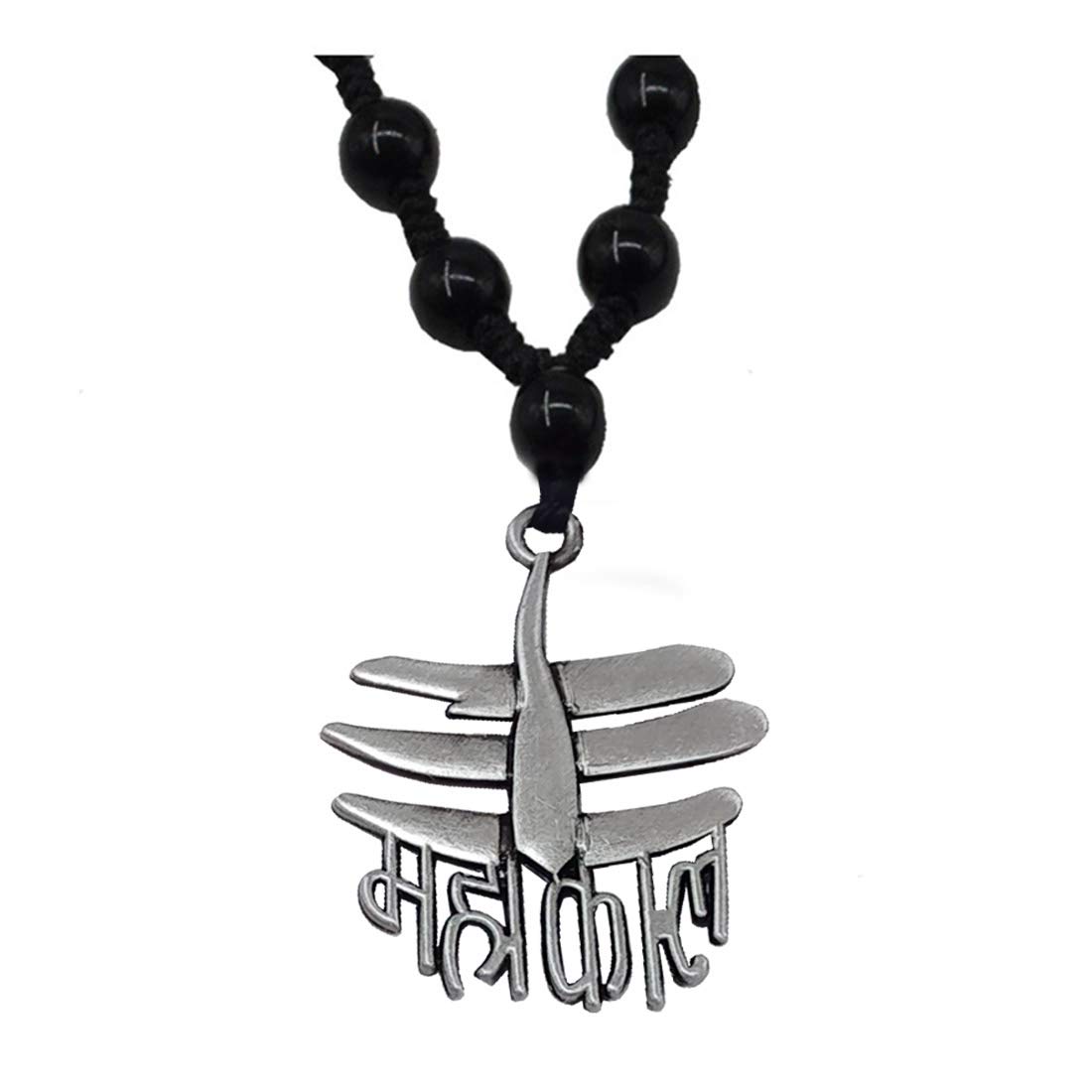 Mahakal Locket with Onyx Beads Mala Crystal Pendant Onyx Stone, Metal Chain Black and Grey Zinc, Metal 01 Pendant Necklace for Men and Women-image-49