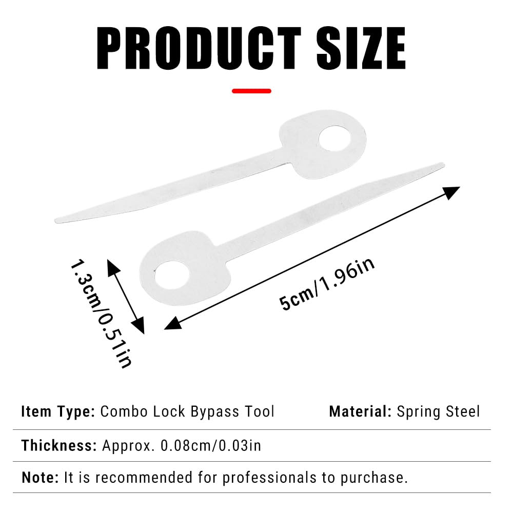 Uadme Combination Lock Bypass Tool, 2Pcs Bypass Pick for Combination Lock Lock Picking Kit, Mini Shim Combination Tools - Image 3