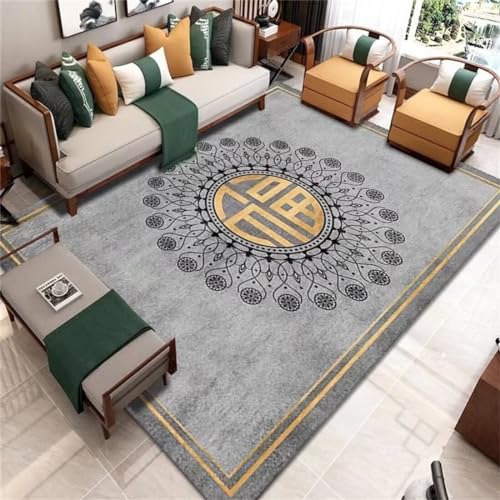 Tapis de chambre design minimaliste gris jaune résistant aux taches pour enfants - 2