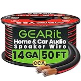 GEARit 14 Gauge Speaker Cable 50ft, 2x2.5mm² CCA Copper Clad Aluminum Speaker Wire for Hifi Home Theater Speakers & Car Audio Stereo, 14AWG Flexible Audio Cable for DIY (15.24M - Black)