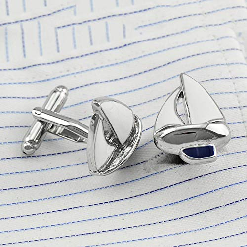 Mancuernillas para hombre KnBoB en plata diseño velero miniatura 2