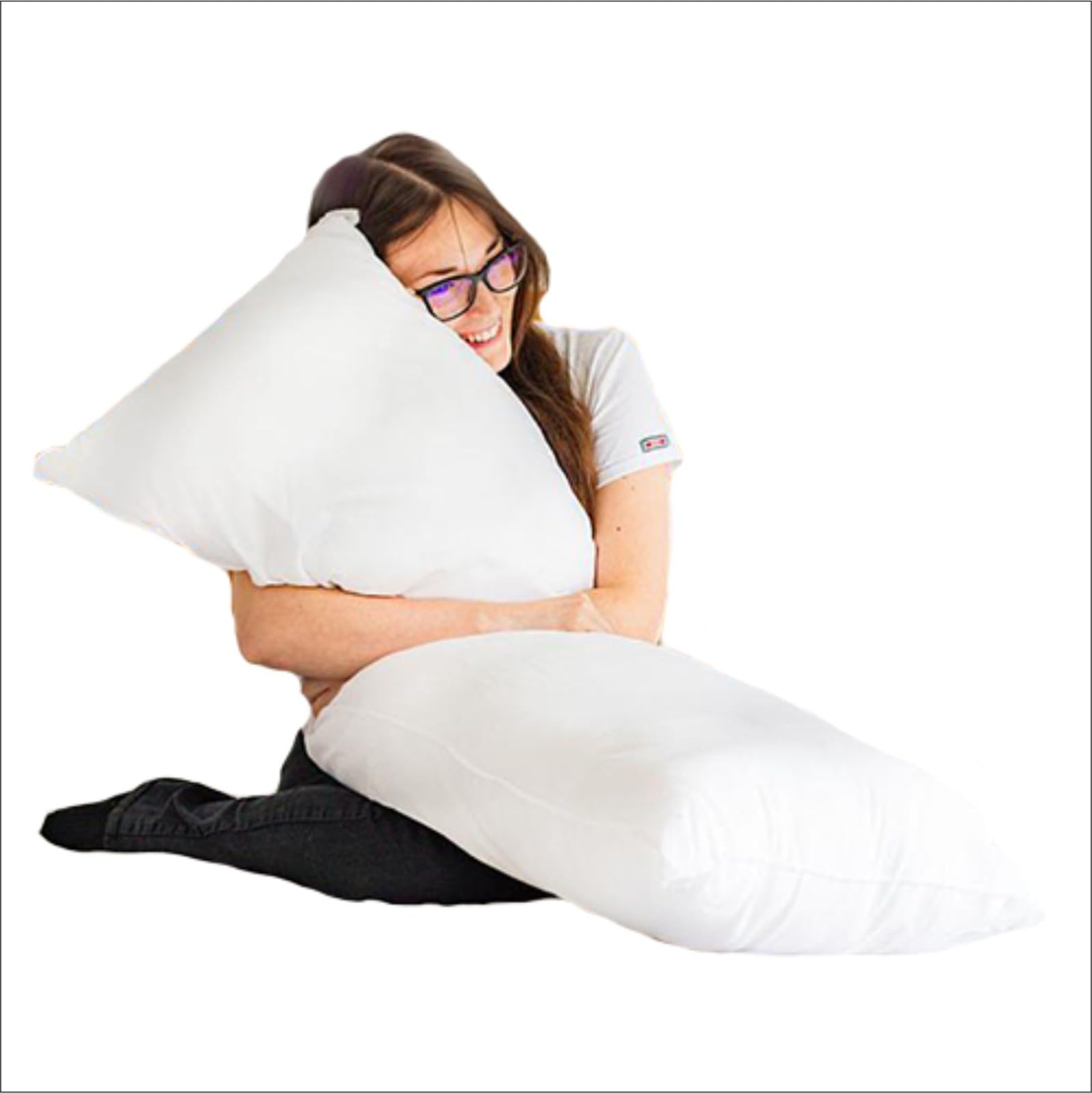 Comfortesy Orthopaedic Bolster Pillow Hollowfiber Filled - Non-Allergenic Long Pillow For Maternity, Pregnancy, Back, Neck & Multi-purpose Support Bolster Body Cushion - White (4FT - Small Double)