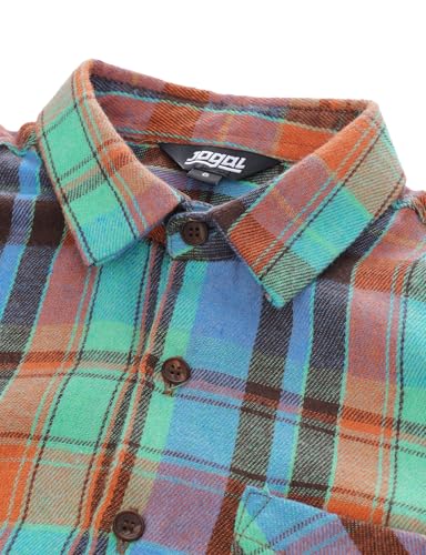 JOGAL Boys Plaid Shirt Long Sleeve Kids Button Down Shirts with Pocket for 6-14 Years3