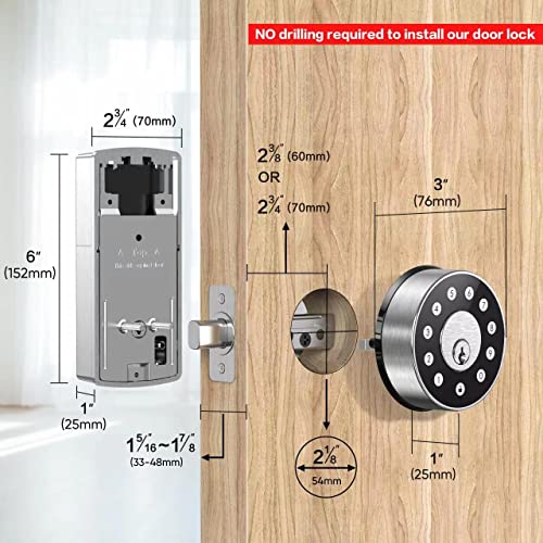 Image of Sifely Deadbolt | Keyless Entry Door Lock | Smart Lock | Bluetooth Enabled Keypad Door Lock | Full App Control | Satin Nickel
