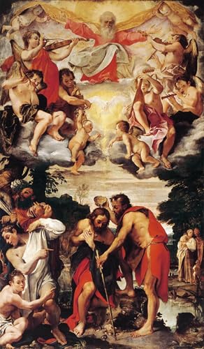 Affiche impression Baptême du Christ Annibale Carracci toile murale 60x90cm