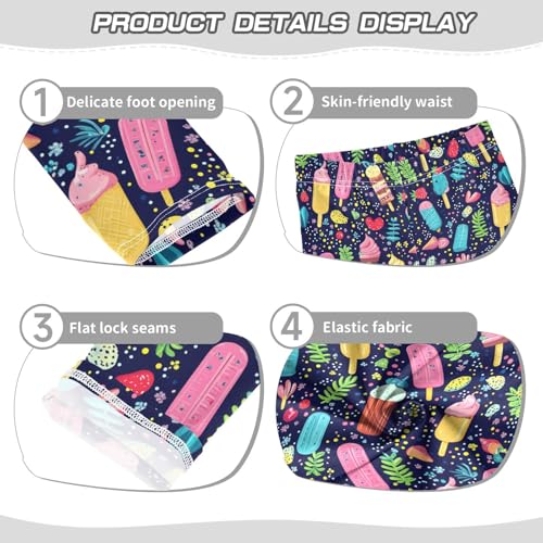 Colorful Popsicle Ice Cream Girls Casual Leggings for Kids Printed Long Pant Bottoms Stretch and Soft3