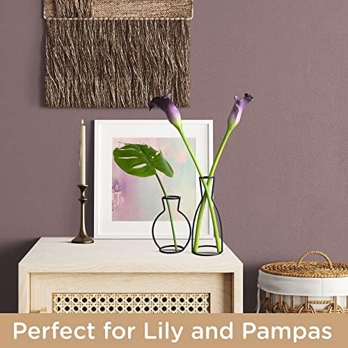 Silhouette Wire Vase for Pampas Grass Set of 2 - Black Outline Vases for Flowers - Suitable as a Graveside Flower Holder - Metal Frame Flower Vase for Dried or Artificial Flowers - Style 1