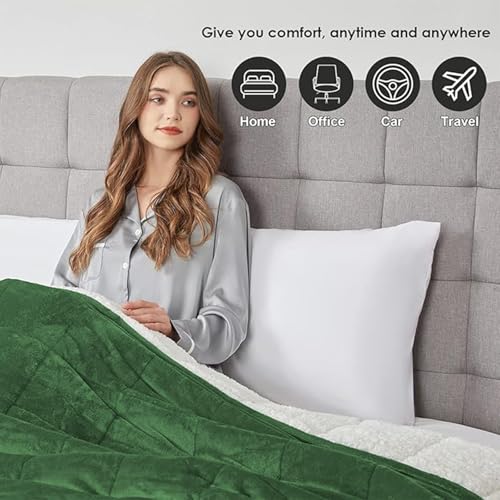 Image of yescool Weighted Blanket for Adults (15 lbs, 60 inch x 80 inch, Emerald Green) Heavy Blanket for Sleeping Perfect for 140-160 lbs, Queen Size Breathable Blanket with Premium Glass Bead