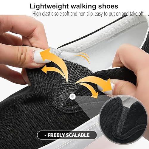 Women's Slip on Sneakers Womens Loafers Classic Canvas Leisure Vintage Flat Fashion Comfortable Elastic Sneakers2