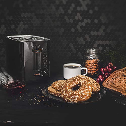 Crux 2-Slice Toaster With 6 Setting Shade Control, Black Stainless Steel #TOP4