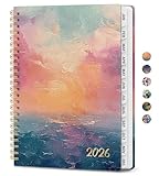 2026 Planner, Aesthetic Weekly and Monthly Planner for Women, Jan 2026 to Dec 2026, Hardcover 2026 Calendar Book with Monthly Tabs, Inner Pocket, Perfect for Office Home School - A5 (6.3' x 8.5'), Sunset